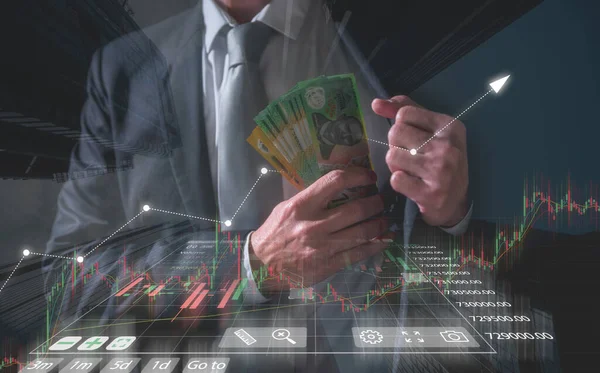 Investiční Finanční Úspora Koncept Peníze Australské Dolary Aud Bankovky Kapse — Stock fotografie