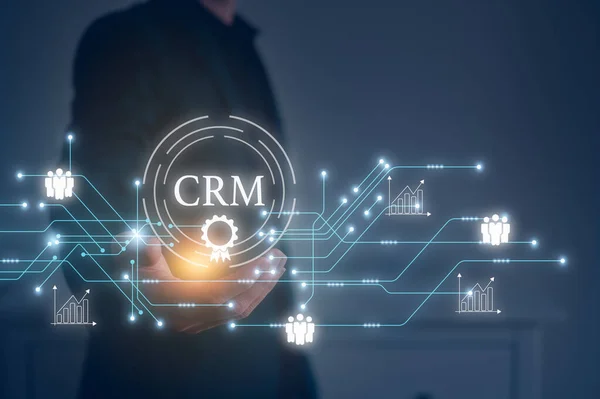 customer service, social media. digital marketing CRM concept Customer Relationship Management, Businessman touch icon with global structure customer network technology, Data exchanges development