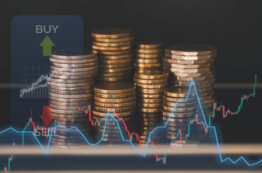 Borsa grafiğini elinde tutan tüccarların başarılı olması blok zinciri borsa kripto para biriminin satış fiyatı, bozuk para yığını ve sanal ticaret grafiği