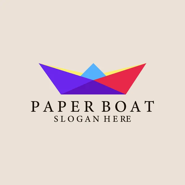 Paper boat vintage logo, icon and symbol, vector illustration minimalist design