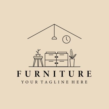 Abstract elegant furniture line logo icon vector design. Graceful lined vector sign
