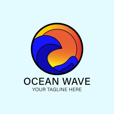 ocean wave vintage logo, icon and symbol, vector illustration design