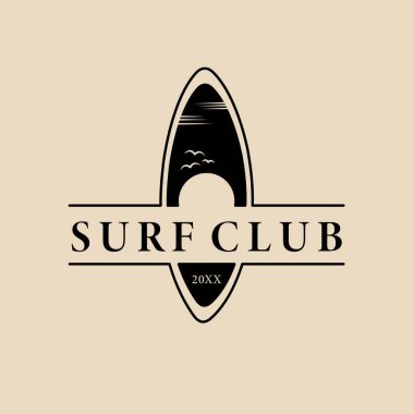 Surf line art logo, icon and symbol, vector illustration design