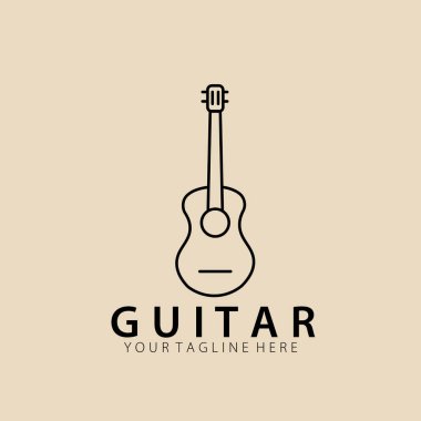 guitar line art logo, icon and symbol, vector illustration design