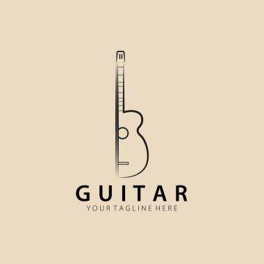 guitar line art logo, icon and symbol, vector illustration design