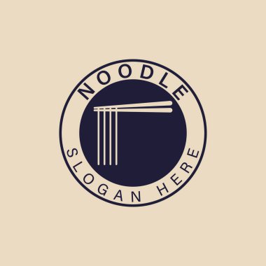 Noodle vintage logo, icon and symbol, with emblem vector illustration design