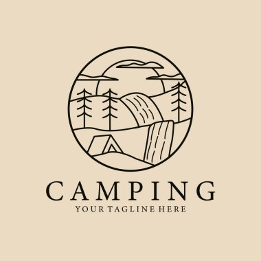 Camping line art logo, icon and symbol, vector illustration design
