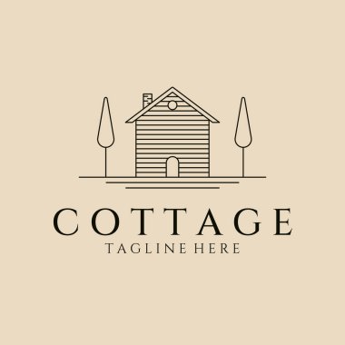 Cottage line art logo, icon and symbol, vector illustration design