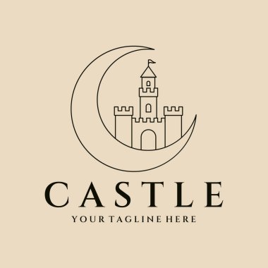 Castle line art logo, icon and symbol, vector illustration design