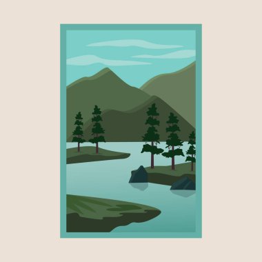 Landscape minimalistic print poster collection design