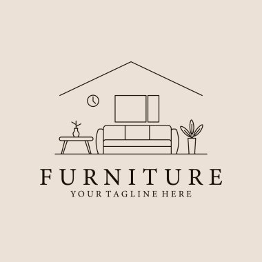 minimalist furniture line art logo illustration vector design