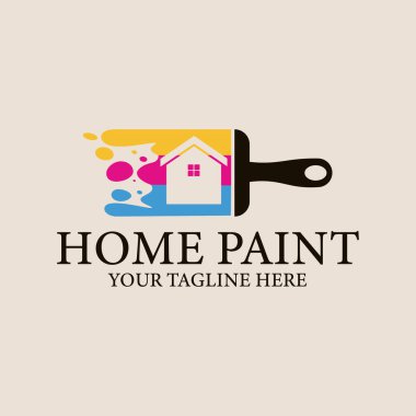 Home logo with color painting style and business card design template Premium Vector