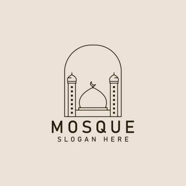 islamic mosque architecture line art logo, icon and symbol, vector illustration design
