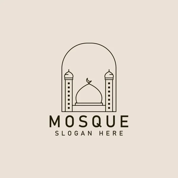 İslami cami mimari çizgisi sanat logosu, simge ve sembol, vektör illüstrasyon tasarımı