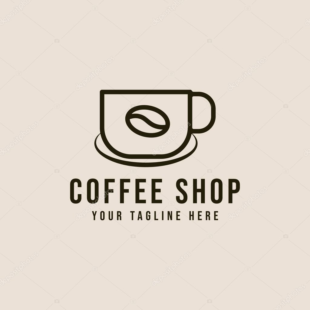 Coffee shop with line art style logo vector icon design. business symbol template illustration