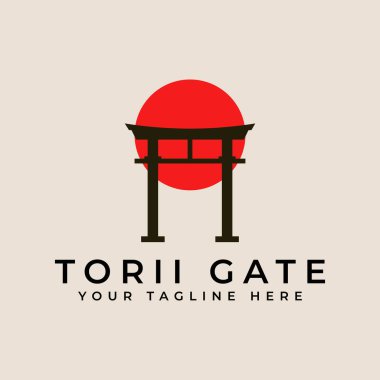 Torii kapısı logo klasik illüstrasyon tasarımı