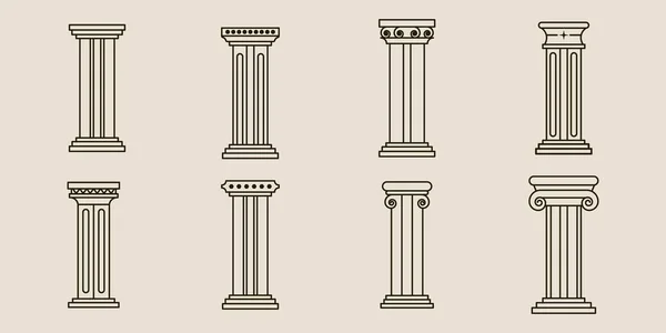 set bundle pillar collection with line art style logo vector icon illustration design