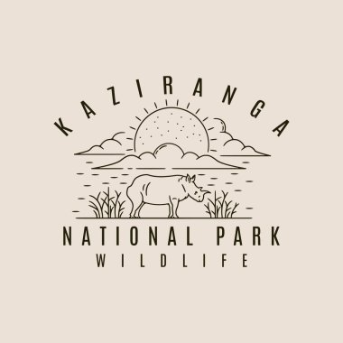 Kaziranga Ulusal Park logosu sanat simgesi ve sembol vektör çizimi tasarımı