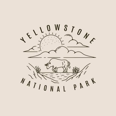 Yellowstone Ulusal Park logo hattı sanat simgesi ve sembol vektör çizimi tasarımı