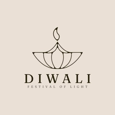 diwali çizgisi logo vektör çizimi ve minimalist tasarım. Işık sembolü festivali