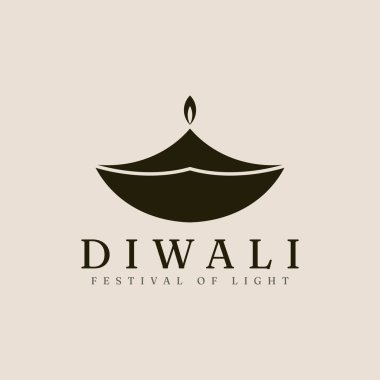 Diwali vintage logo vektör çizimi ve minimalist tasarım. Işık sembolü festivali