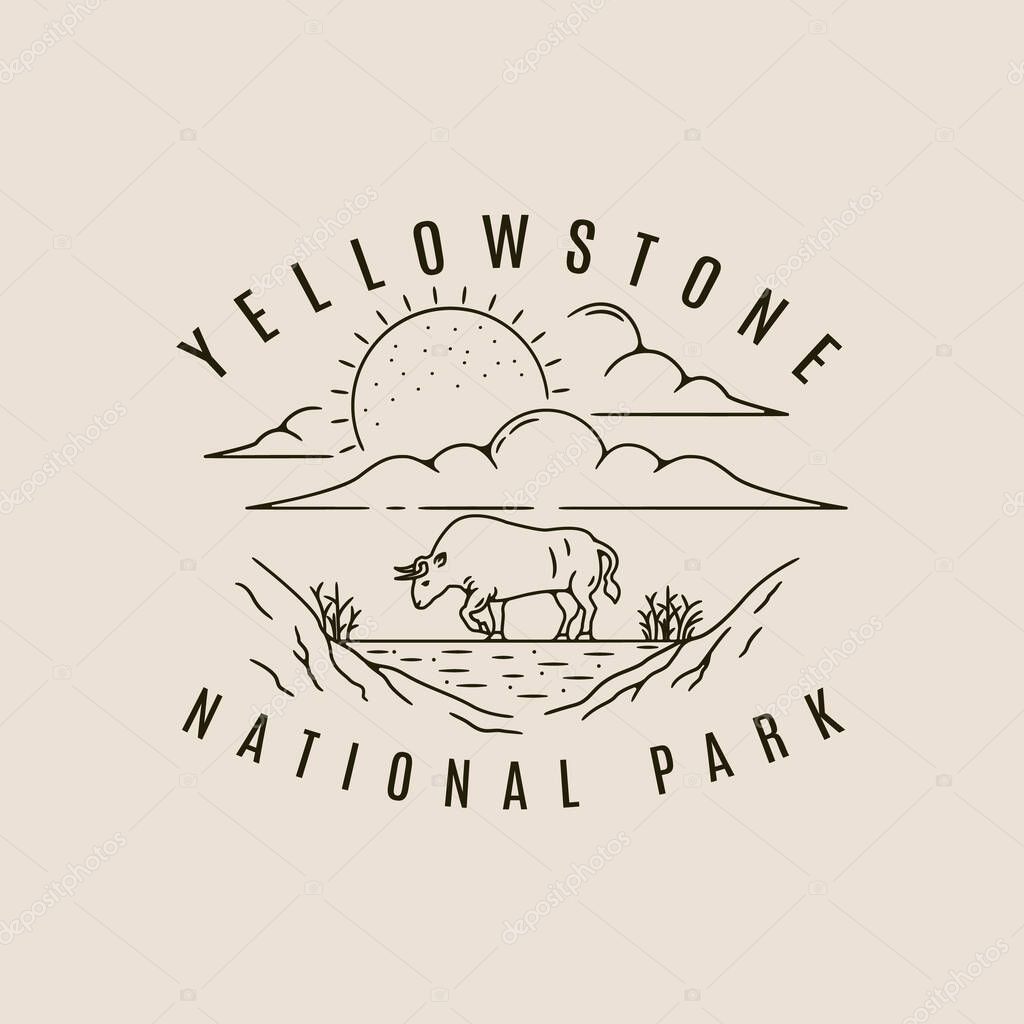 Yellowstone national park logo line art icon and symbol vector symbol illustration design