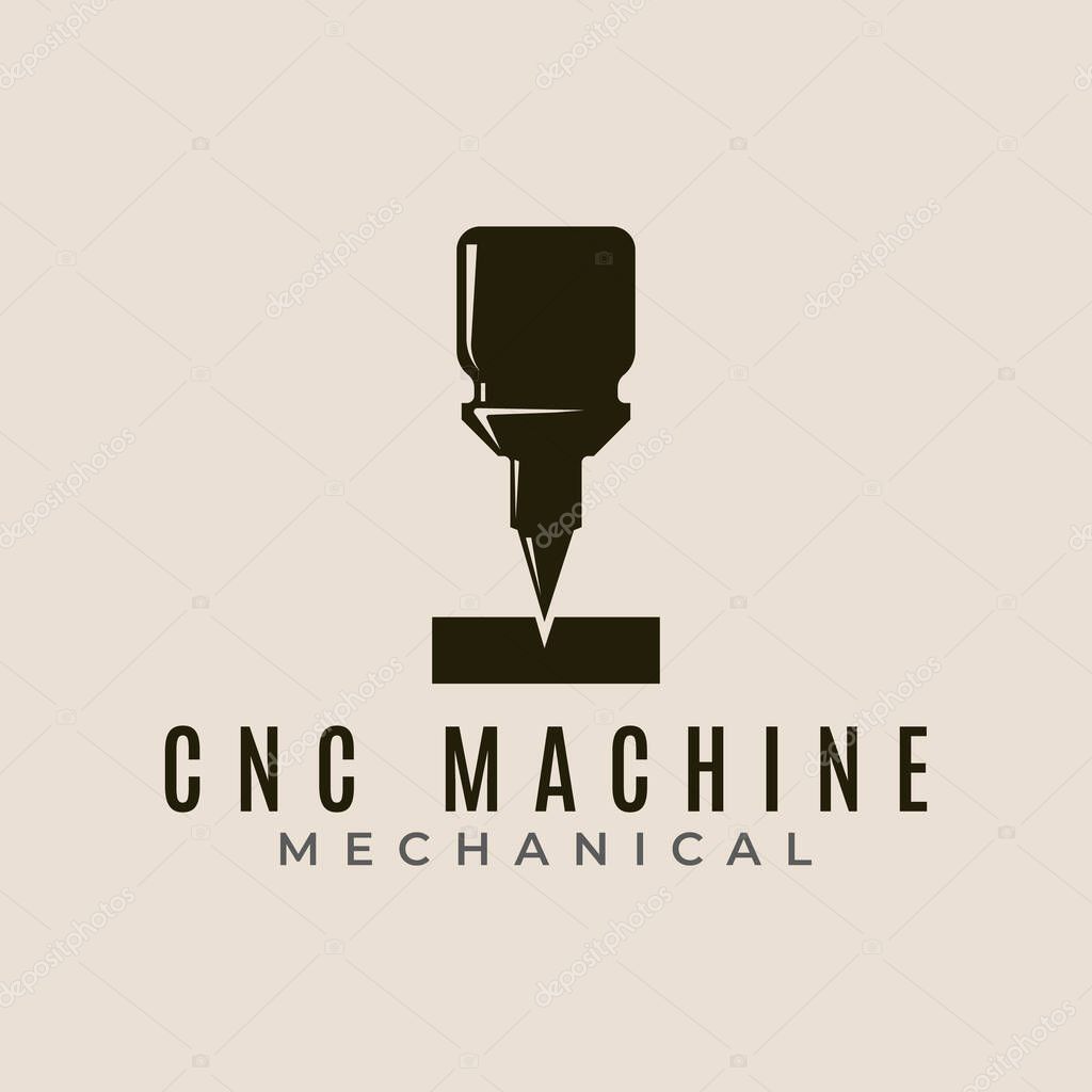 Cnc machine modern technology vintage logo icon and symbol mechanical vector illustration design