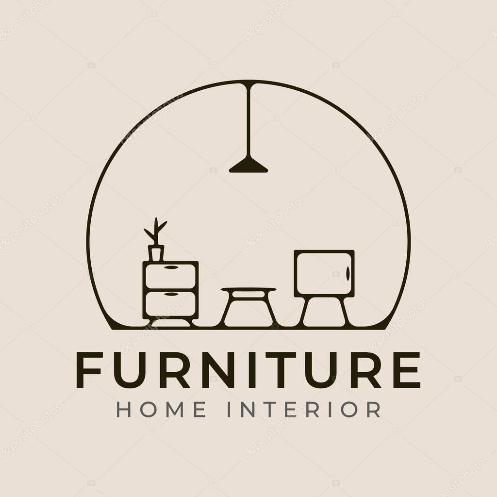 Furniture interior home line art logo icon and symbol vector illustration minimalist design