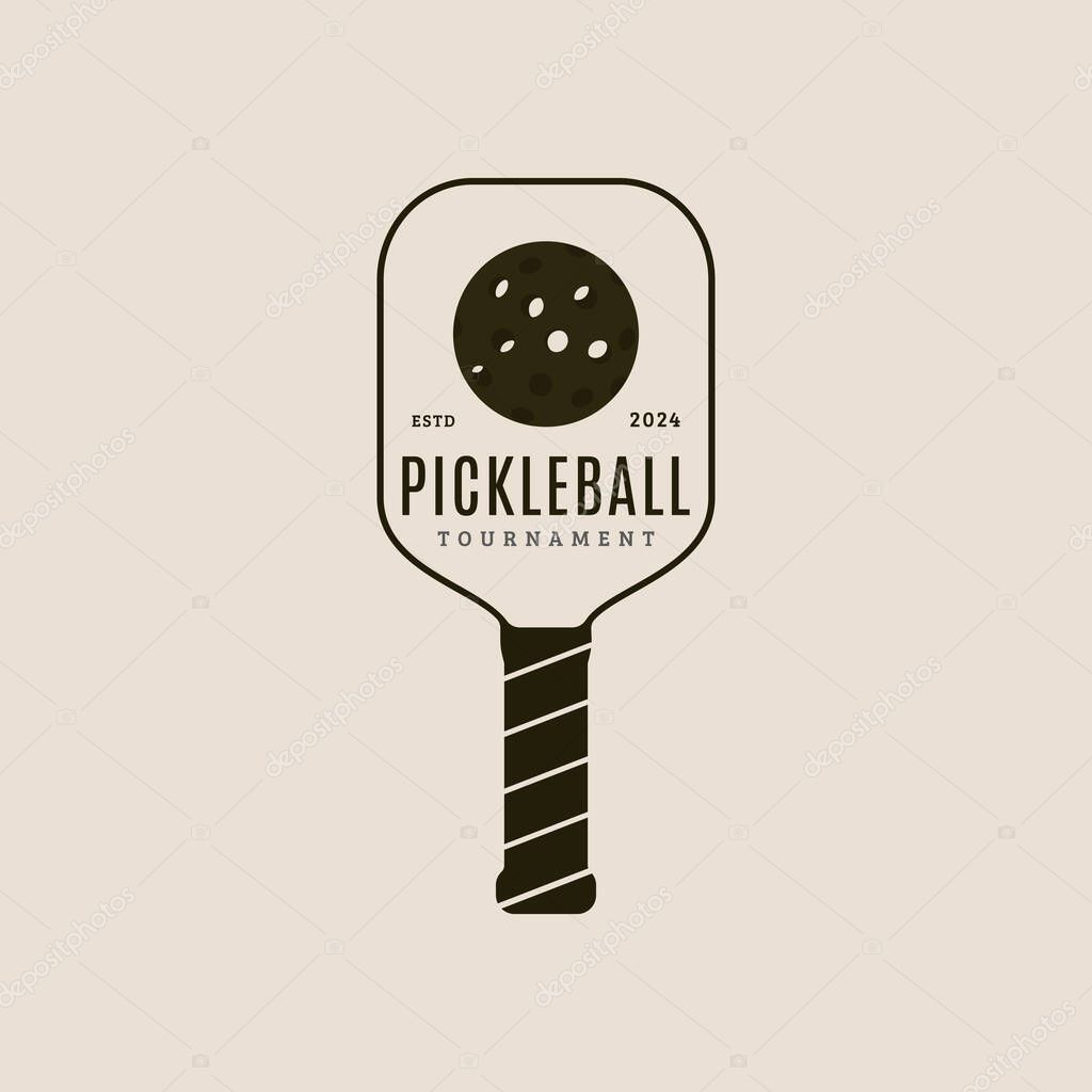 Pickle ball vintage logo icon and symbol minimalist game tournament vector illustration design