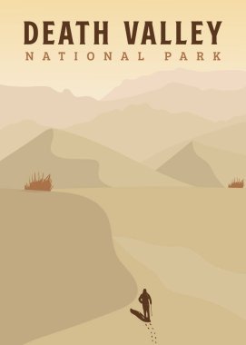 Ölüm Vadisi Ulusal Parkı poster tasarımı. Kaliforniya 'daki ulusal park, Amerika' nın klasik poster tasarımı