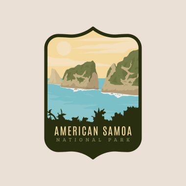 Simge amblemi ve sembol vektör illüstrasyon grafik şablonu ile klasik Amerikan samoa logosu, Amerika klasik tasarım şablonunda ulusal park