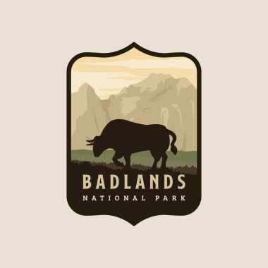 Antika Badlands logo simgesi ve sembol vektör illüstrasyon grafik şablonu, ulusal park logo vintage tasarım şablonu