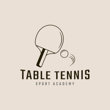 tablo tenis hattı sanat logosu ve sembol minimalist oyun turnuvası çizimi illüstrasyon tasarımı