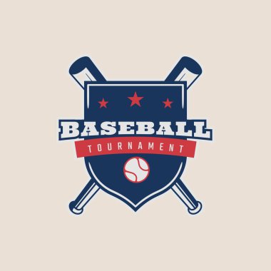 Beyzbolda amblem klasik logo minimalist oyun turnuvası vektör illüstrasyon şablonu grafik tasarımı