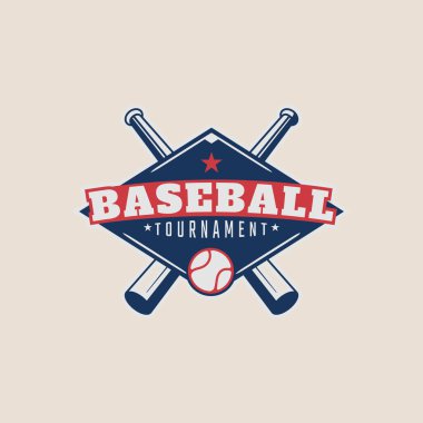Beyzbolda amblem klasik logo minimalist oyun turnuvası vektör illüstrasyon şablonu grafik tasarımı