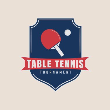 Amblemli masa tenisi klasik logo minimalist oyun turnuvası vektör illüstrasyon şablonu grafik tasarımı