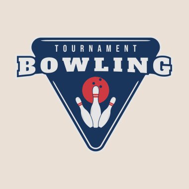 Amblem minimalist oyun turnuvası vektör illüstrasyon grafiksel tasarımı içeren bowling klasik logosu