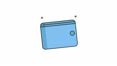 animasyon Mavi cüzdan finans, nakitsiz işlemler, mobil ödemeler, kişisel finans, çevrimiçi alışveriş, cüzdan tasarımları için ideal bir daire.