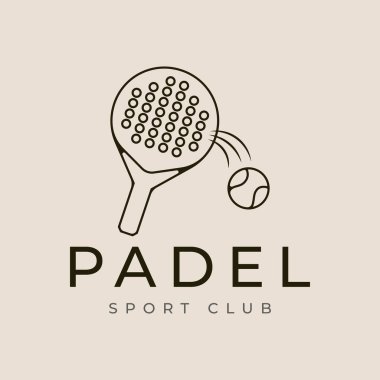 Padel raket, top, Padel spor kulübü metni. Padel ekipmanlarını, spor kulüplerini ve padel tutkunlarını teşvik etmek için mükemmel..