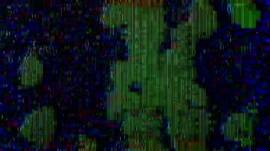 Film Grain, Arıza Çizgileri, Mürekkep ve Boya Vuruşları Soyut Yeşil Grunge Doku Döngüsü Retro Hareket Grafikleri ve Arkaplan Efektleri ile Klasik TV Gürültüsü ve VHS Örtüsü