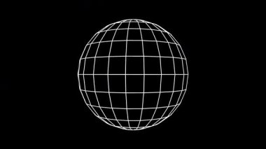 4K 'de en az siyah ve beyaz soyut küre animasyonu. Modern video arkaplanları, örtüşmeler ve yaratıcı dijital projeler için ideal.
