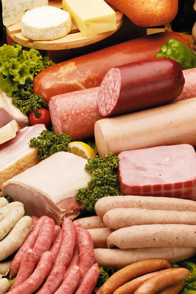 Surtido Diferentes Carnes Con Carne Verduras Fotos de stock