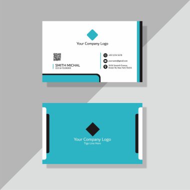 creative business card template with long shadow and abstract background vector