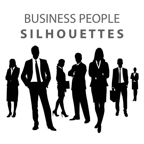 Business people, set of vector silhouettes Businessman, Businesswoman, Male, Female, Man, Woman in flat design
