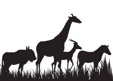 Afrika hayvanları düz dizi