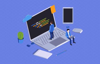 Web sitesi olan bir dizüstü bilgisayarın vektör çizimi