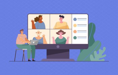 Video çağrısı yakınlaştırma vektör çizimi