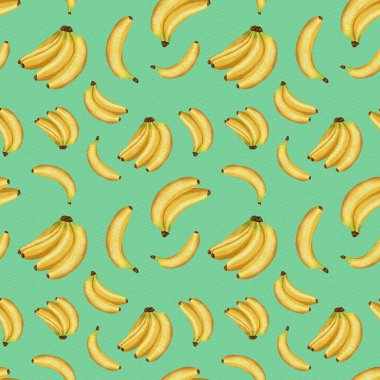 Stylish seamless background with bananas. Seamless watercolor pattern