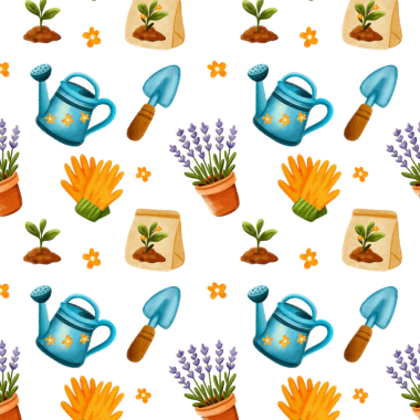 Tuhaf Bahar Bahçesi Suluboya Şablon Doğa ve Bahçe Elementleri