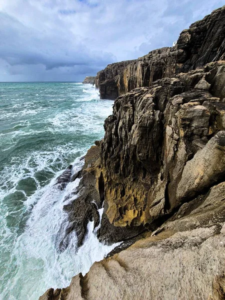 Uitzicht Kliffen Zandstranden Aan Atlantische Oceaan Avond — Stockfoto